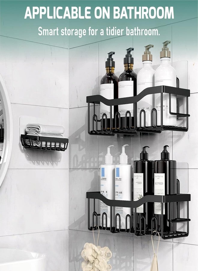 JD FRESH Alloy Steel 2 In 1 Self Adhesive Organizer Combo/Racks And Shelves For Wall/Stand For Bathroom Without Drill/Soap Holder With Tooth Brush Holder/Bathroom Accessories(Black) - Image 3